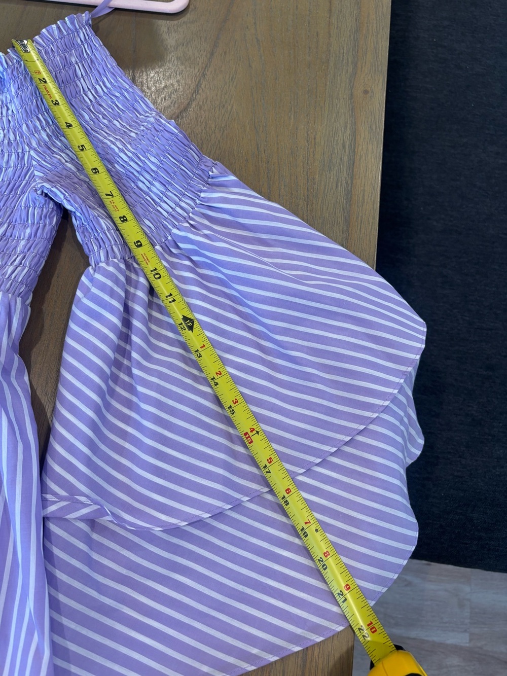 L'AGENCE Lavender Striped Denver Off-Shoulder Blouse NWT size XL - Picture 7 of 7